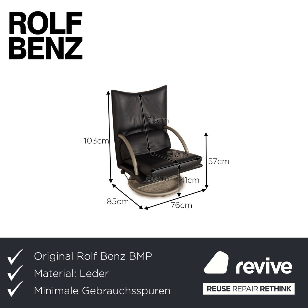 Rolf Benz BMP 418 Leather Armchair Dark Blue