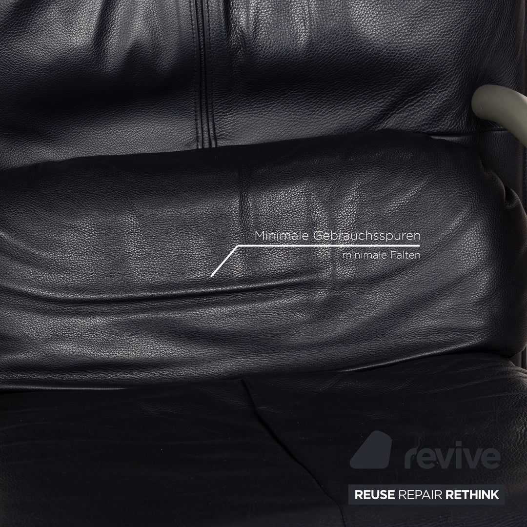 Rolf Benz BMP 418 Leather Armchair Dark Blue