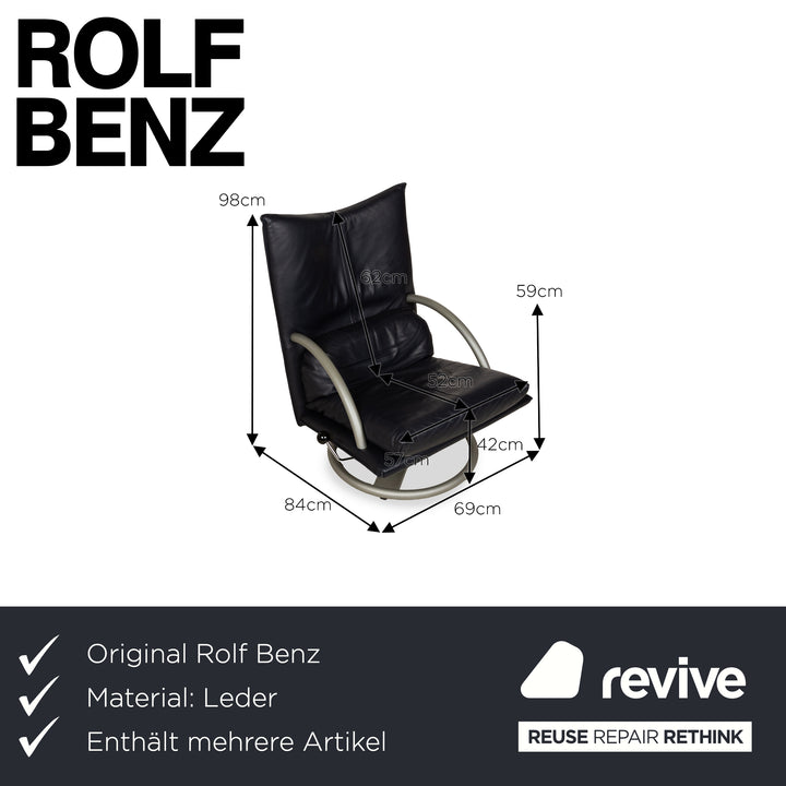 Rolf Benz BMP 418 Leather Armchair Dark Blue
