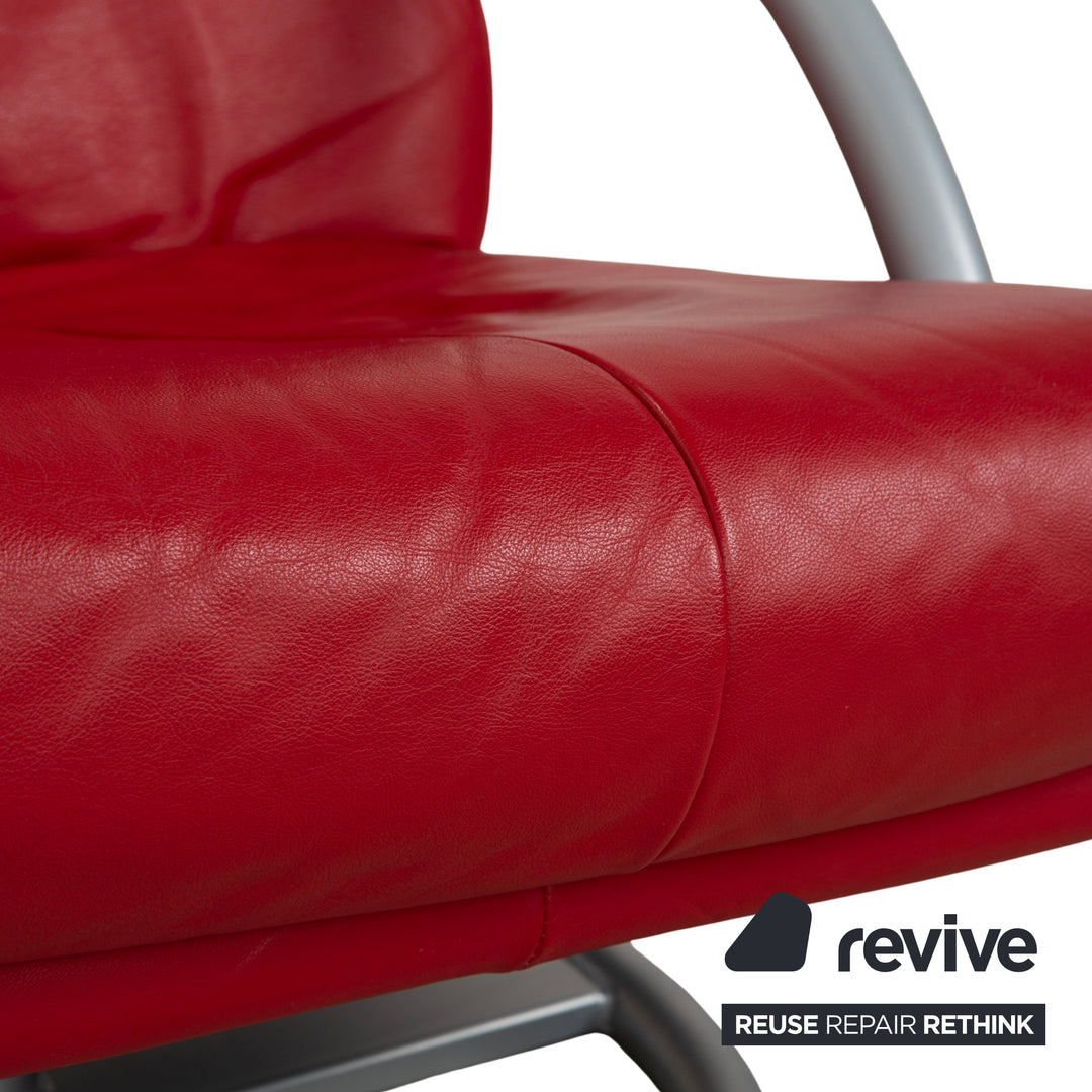 Fauteuil en cuir rouge Rolf Benz BMP 418
