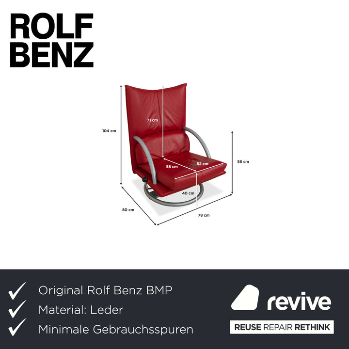 Fauteuil en cuir rouge Rolf Benz BMP 418