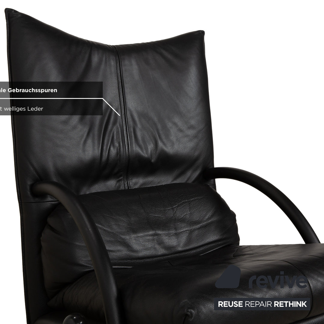 Fauteuil en cuir noir Rolf Benz BMP 418