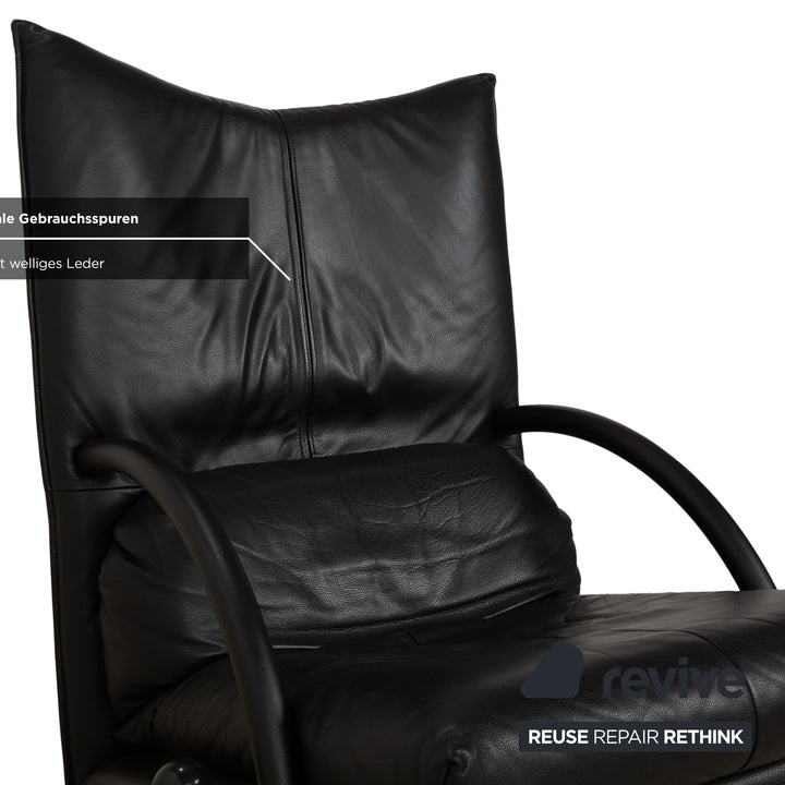 Fauteuil en cuir noir Rolf Benz BMP 418
