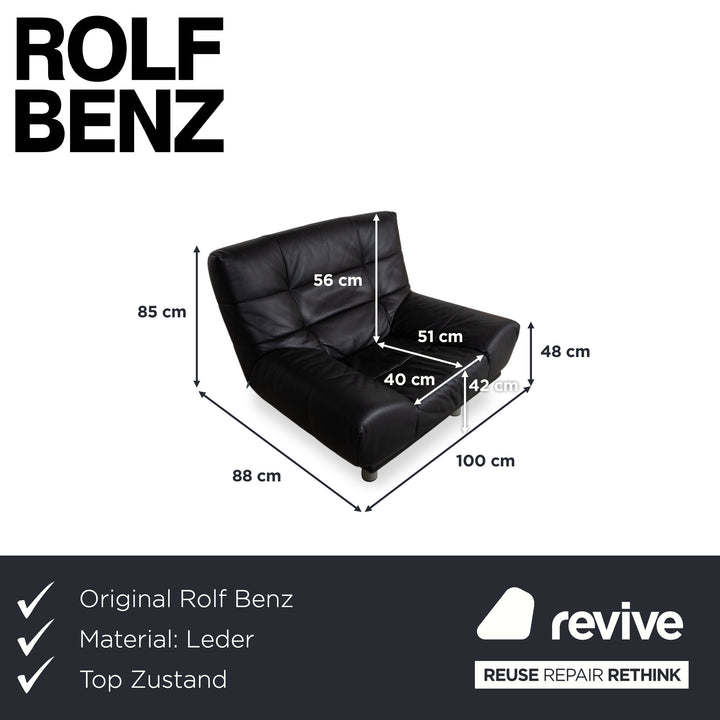 Rolf Benz BMP 418 Leather Armchair Black