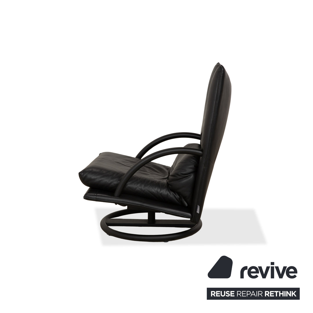 Fauteuil en cuir noir Rolf Benz BMP 418