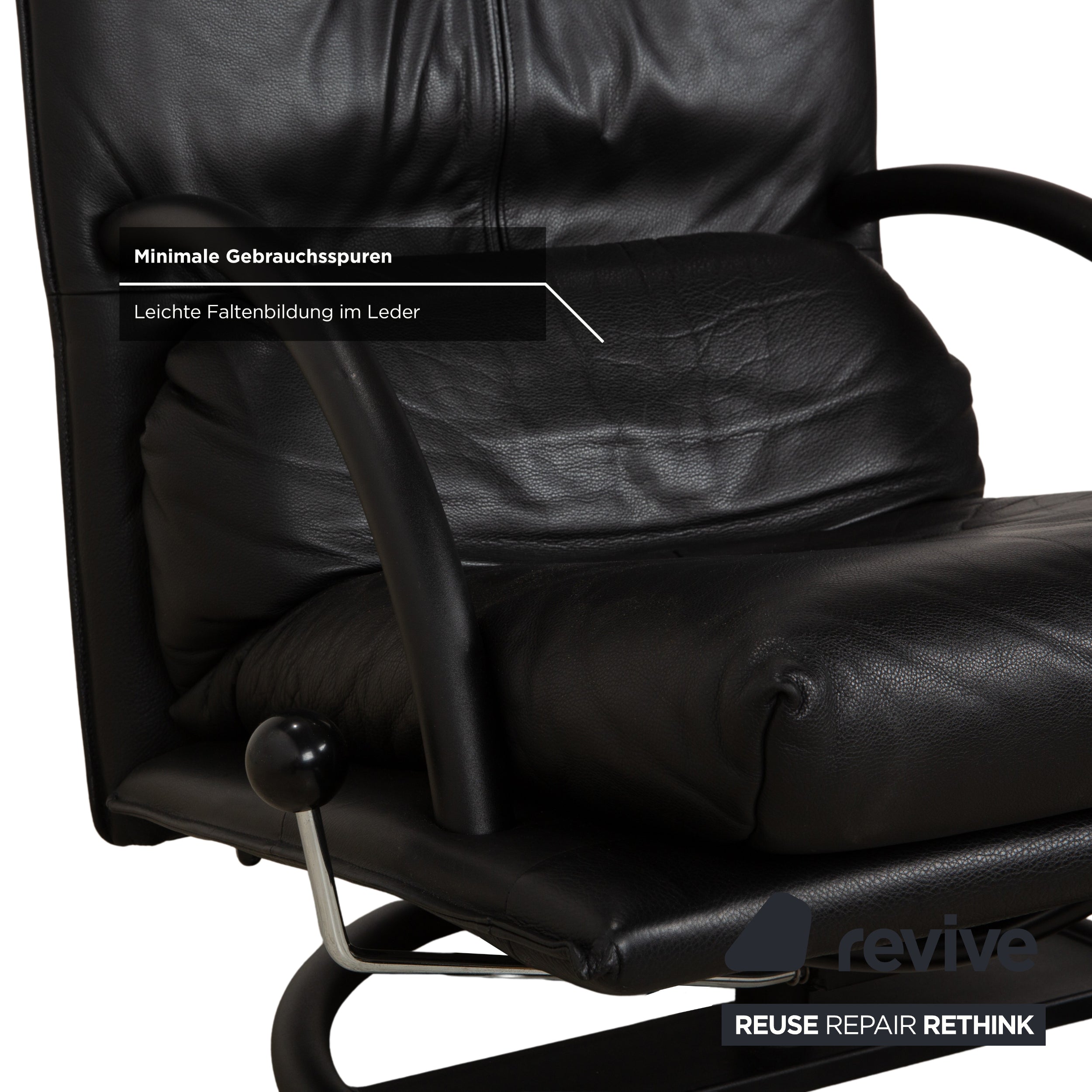 Fauteuil en cuir noir Rolf Benz BMP 418