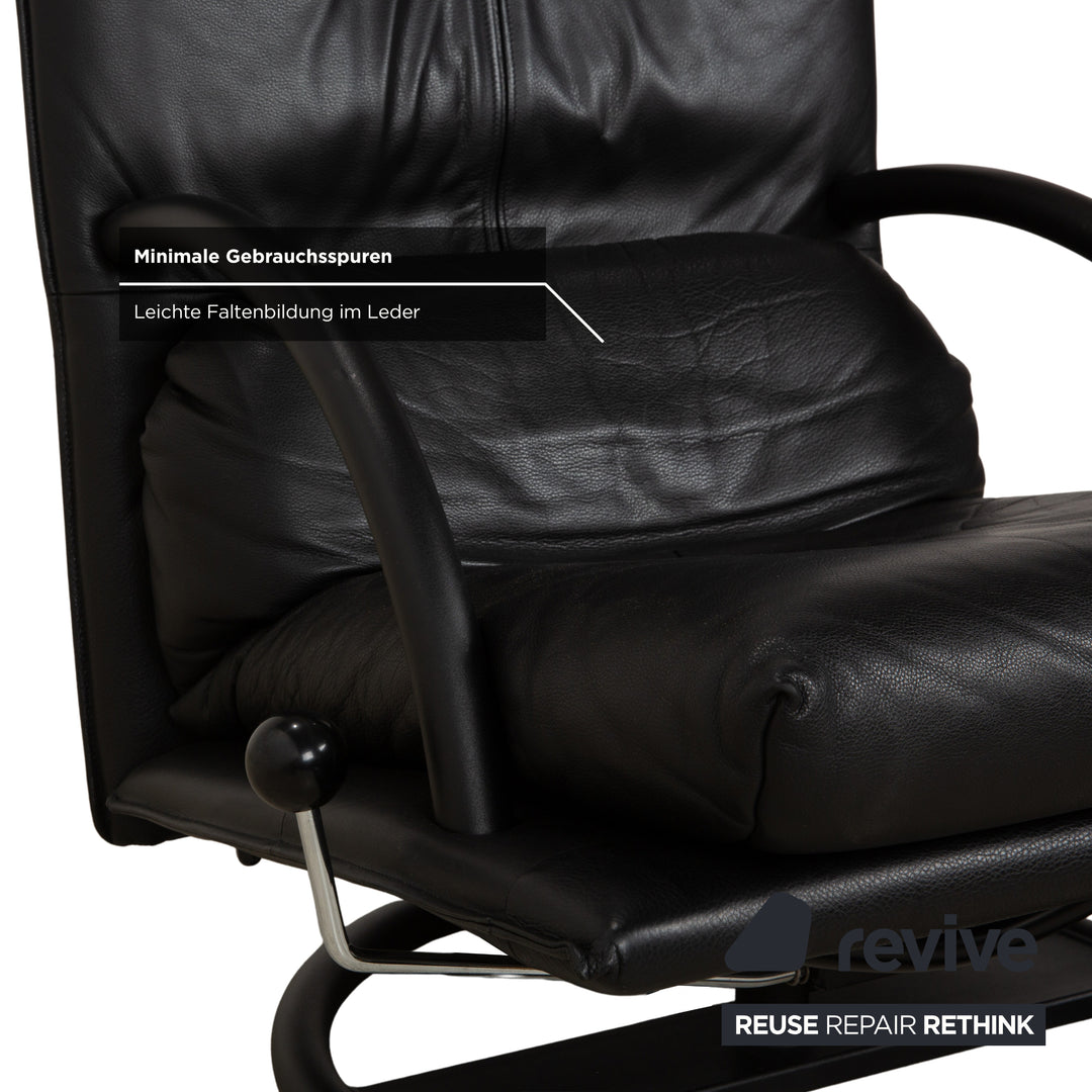 Fauteuil en cuir noir Rolf Benz BMP 418