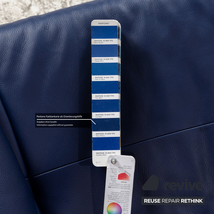 Rolf Benz BMP 418 Leather Sofa Set Three-Seater Two-Seater Blue Sofa Couch