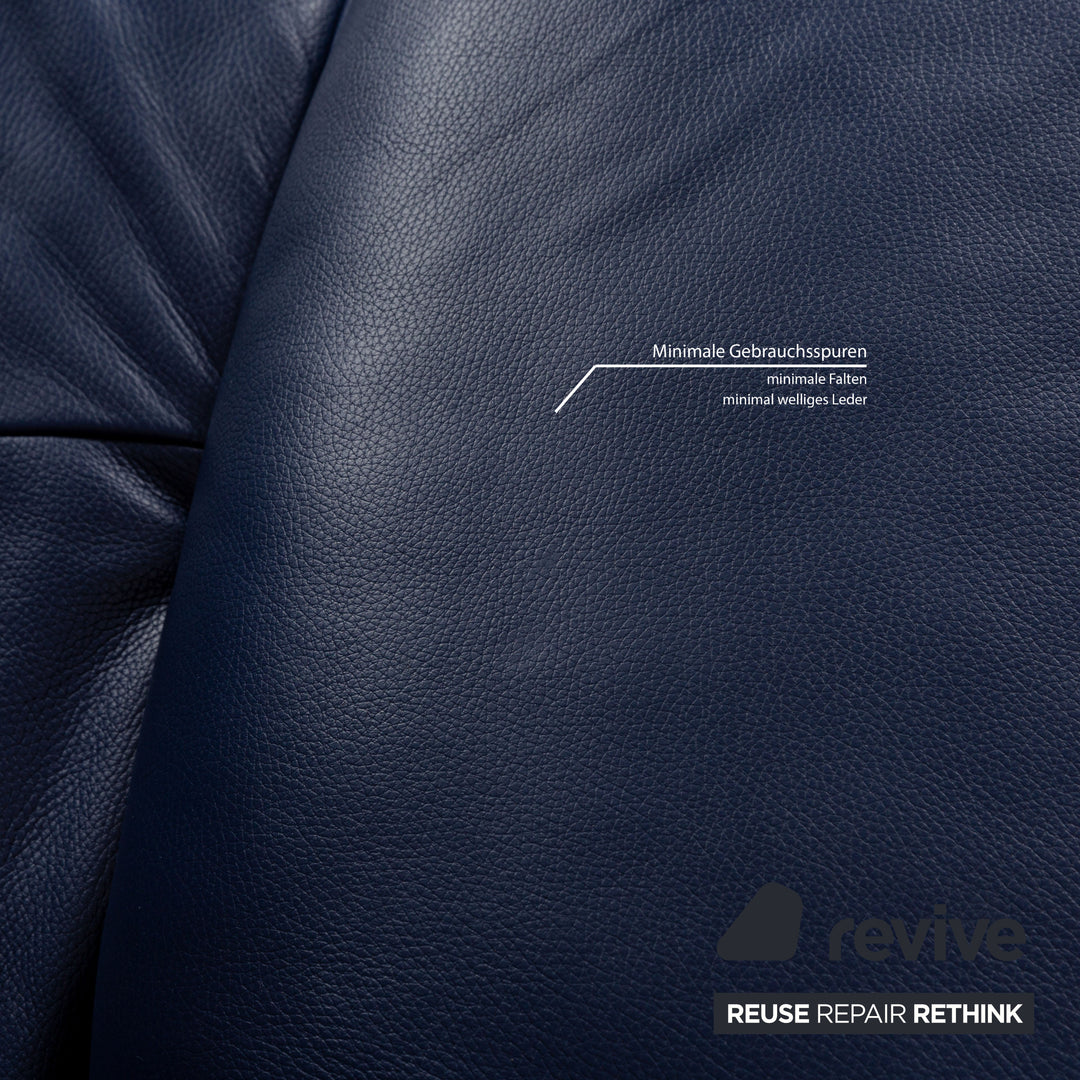 Rolf Benz BMP 418 Leather Sofa Set Three-Seater Two-Seater Blue Sofa Couch