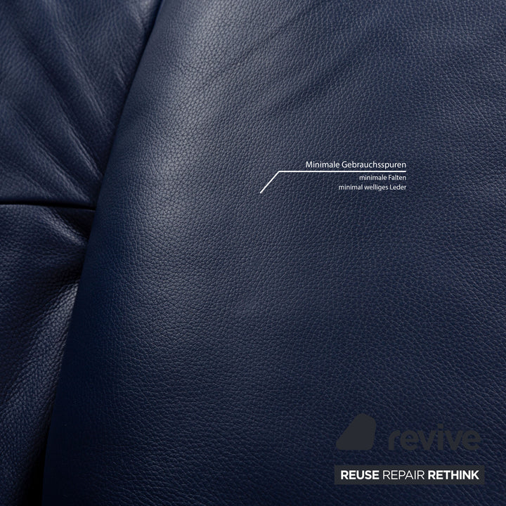 Rolf Benz BMP 418 Leather Sofa Set Three-Seater Two-Seater Blue Sofa Couch