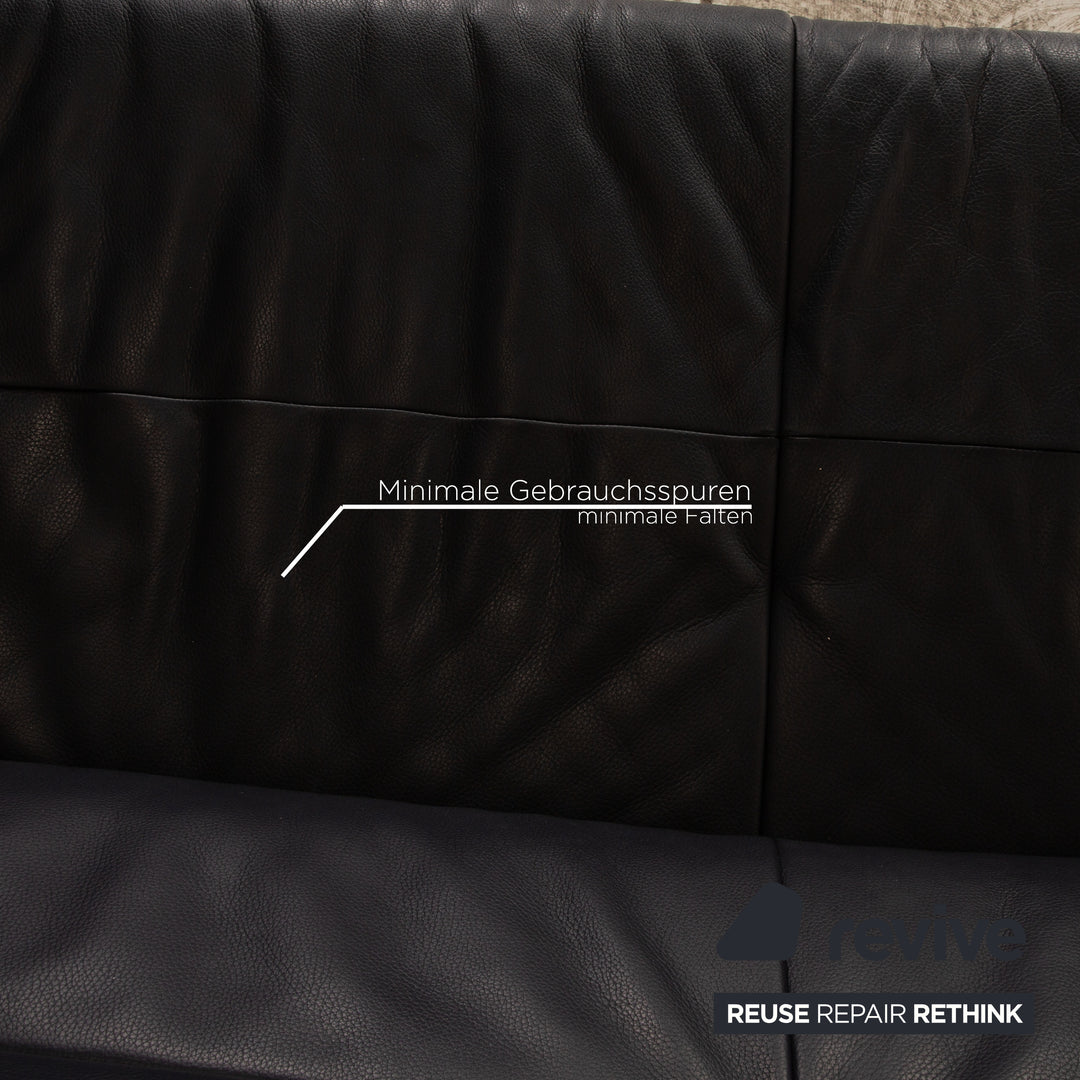 Rolf Benz BMP 418 leather sofa set blue dark blue 2x two-seater couch