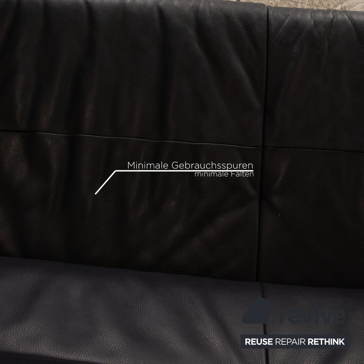 Rolf Benz BMP 418 leather sofa set blue dark blue 2x two-seater couch