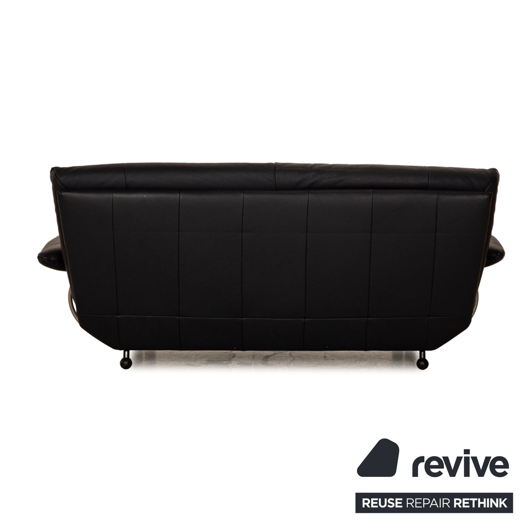 Rolf Benz BMP 418 leather sofa set blue dark blue 2x two-seater couch