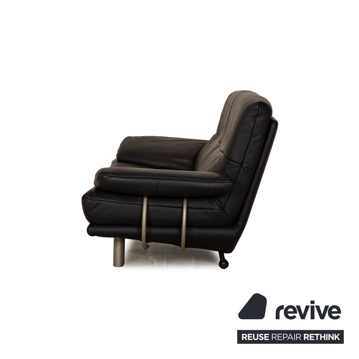 Rolf Benz BMP 418 leather sofa set blue dark blue 2x two-seater couch