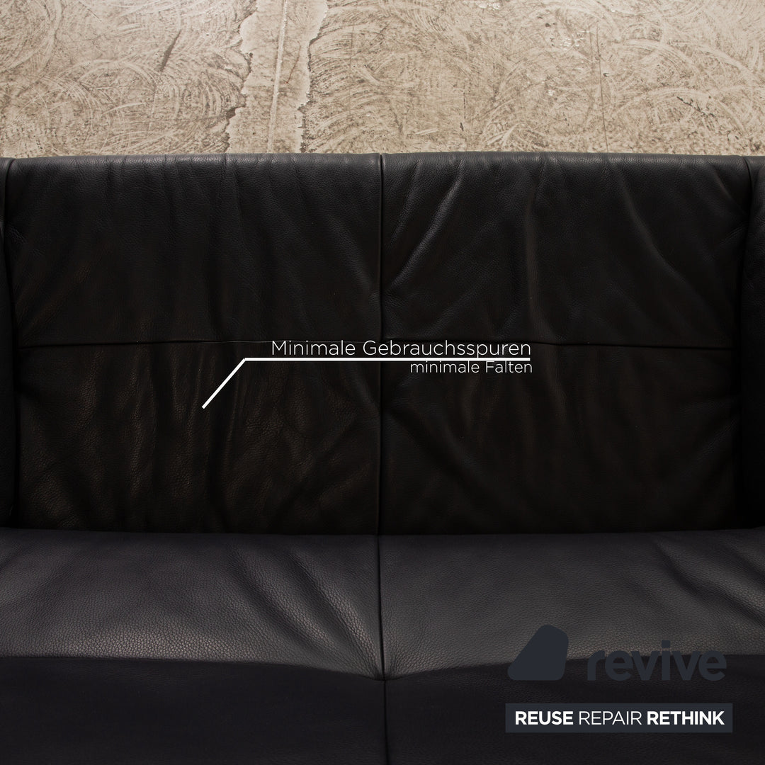 Rolf Benz BMP 418 leather sofa set blue dark blue 2x two-seater couch