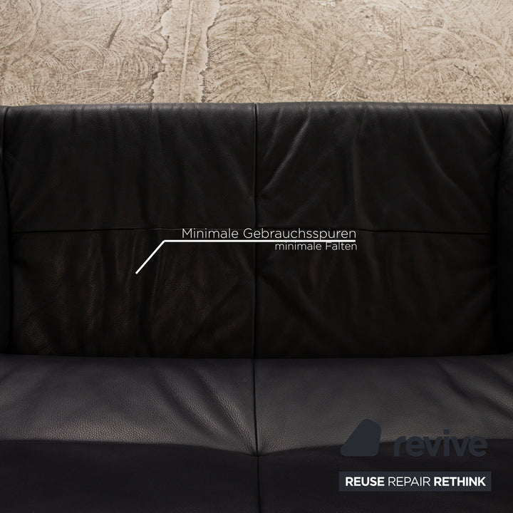 Rolf Benz BMP 418 leather sofa set blue dark blue 2x two-seater couch