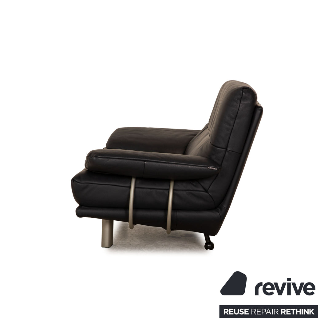 Rolf Benz BMP 418 leather sofa set blue dark blue 2x two-seater couch