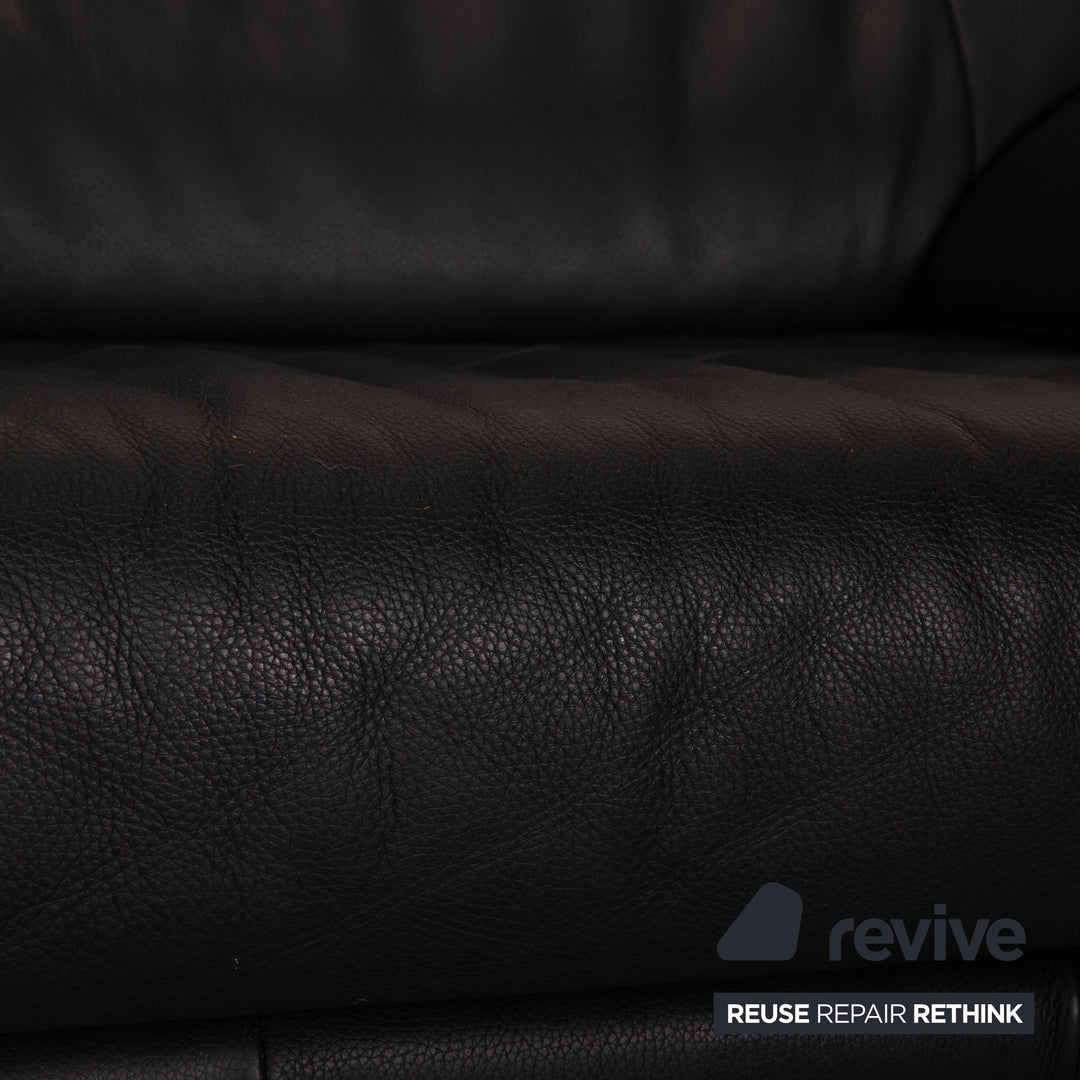 Rolf Benz BMP 418 leather sofa set blue dark blue 2x two-seater couch