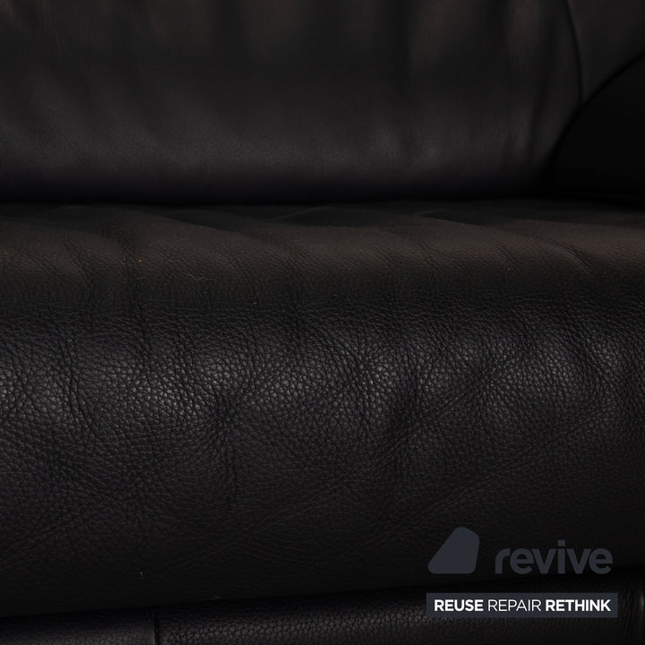 Rolf Benz BMP 418 leather sofa set blue dark blue 2x two-seater couch