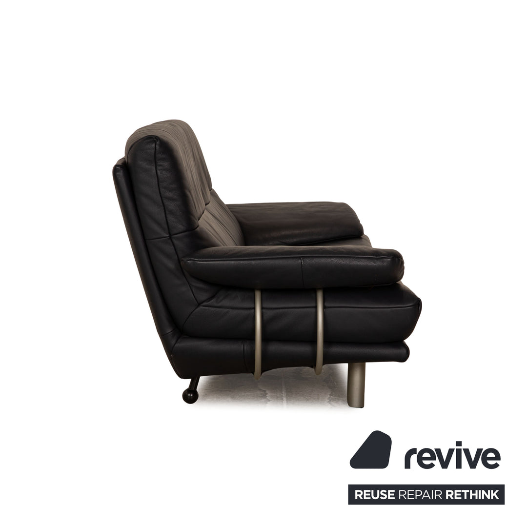 Rolf Benz BMP 418 leather sofa set blue dark blue 2x two-seater couch