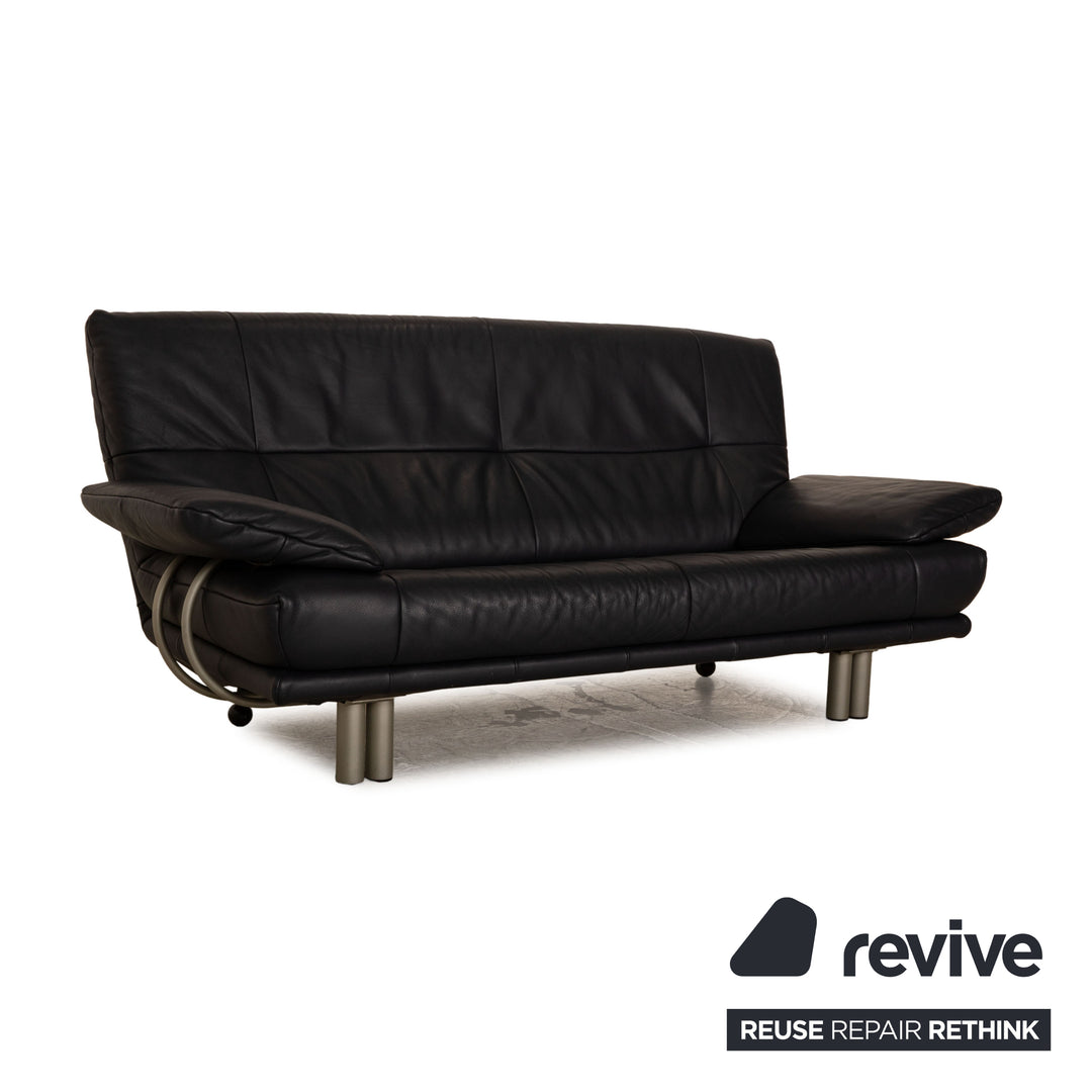 Rolf Benz BMP 418 leather sofa set blue dark blue 2x two-seater couch