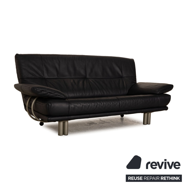 Rolf Benz BMP 418 leather sofa set blue dark blue 2x two-seater couch