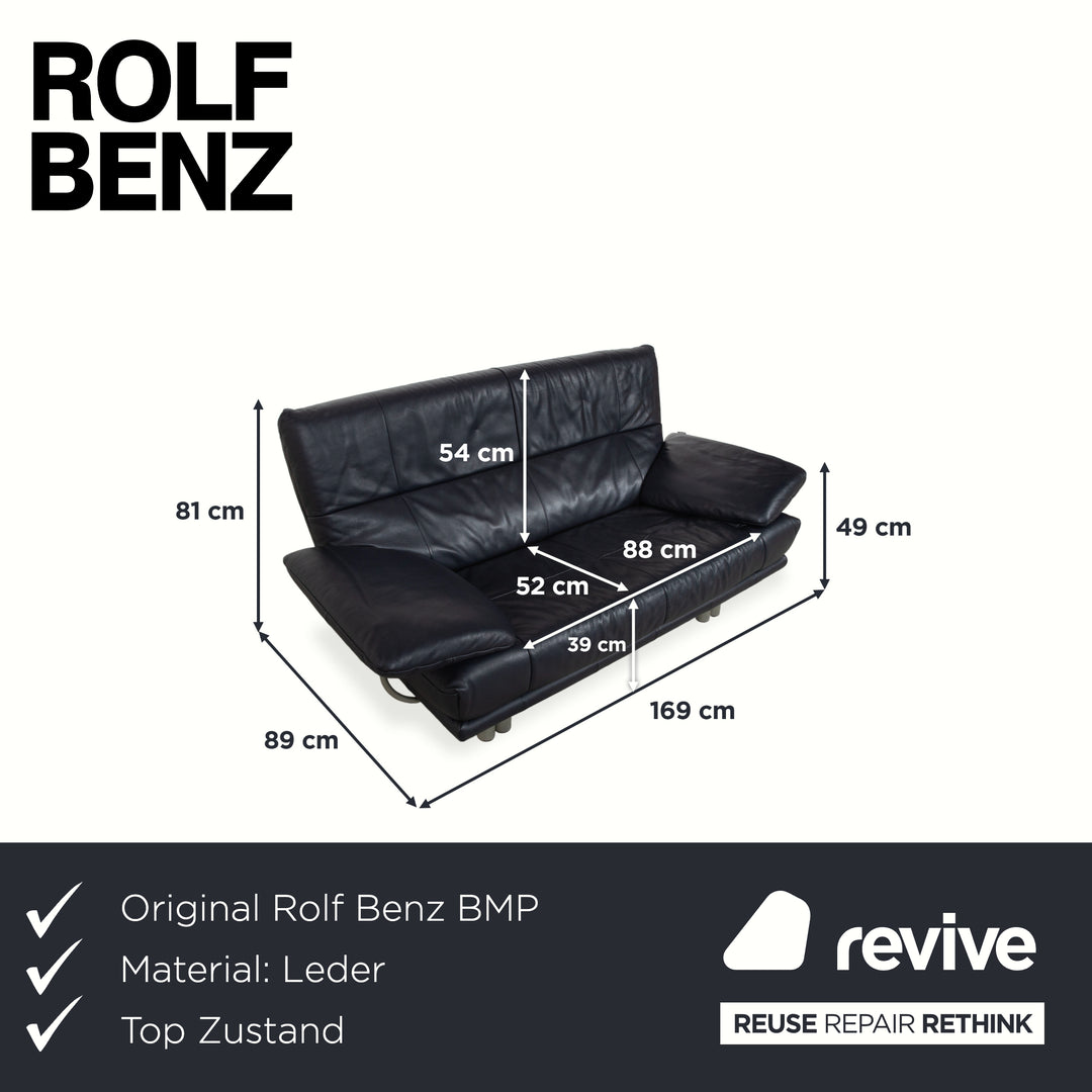 Rolf Benz BMP 418 Leder Zweisitzer Blau Dunkelblau Sofa Couch