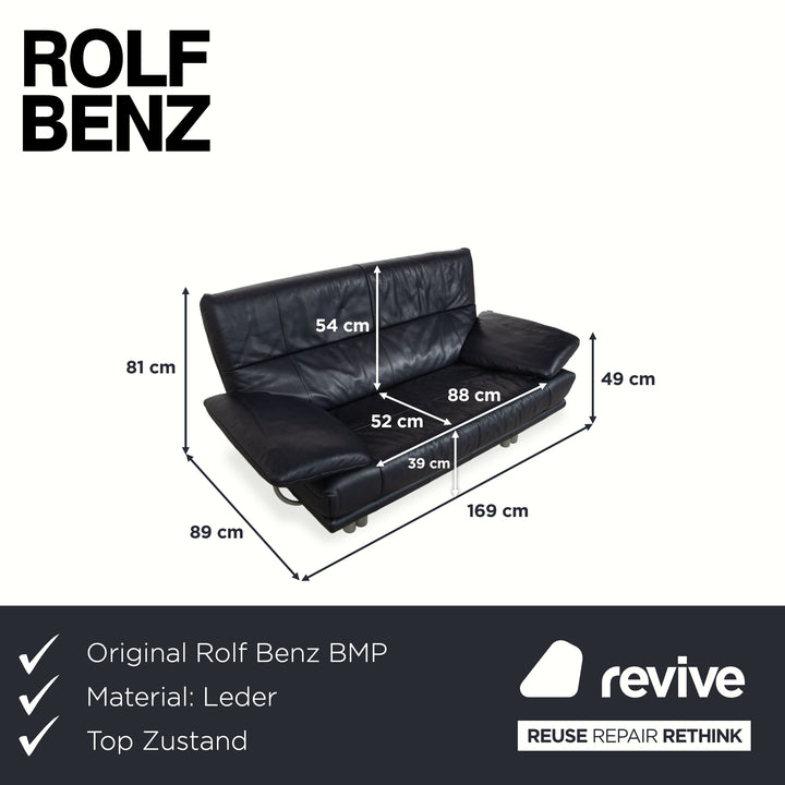Rolf Benz BMP 418 Leder Zweisitzer Blau Dunkelblau Sofa Couch