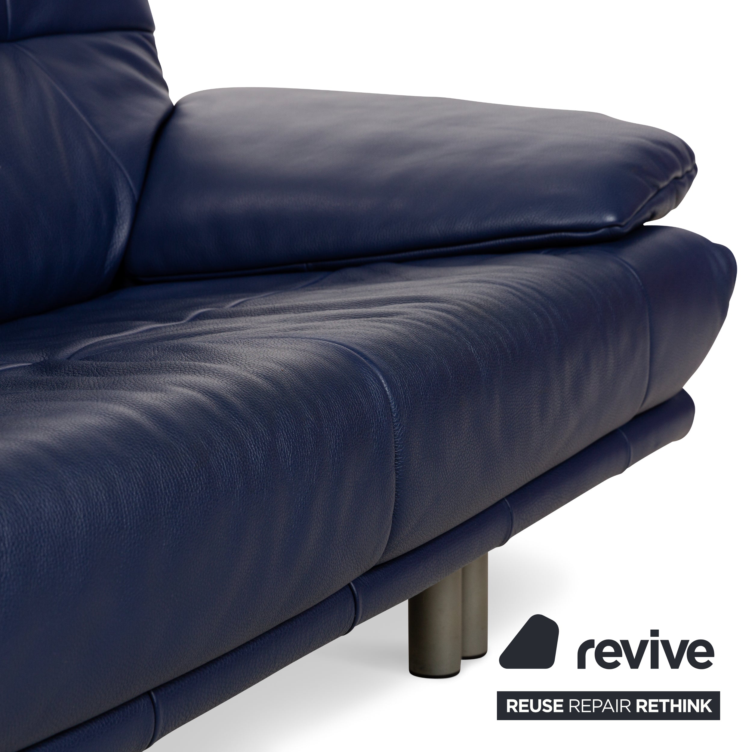 Rolf Benz BMP 418 Leather Two-Seater Blue Sofa Couch