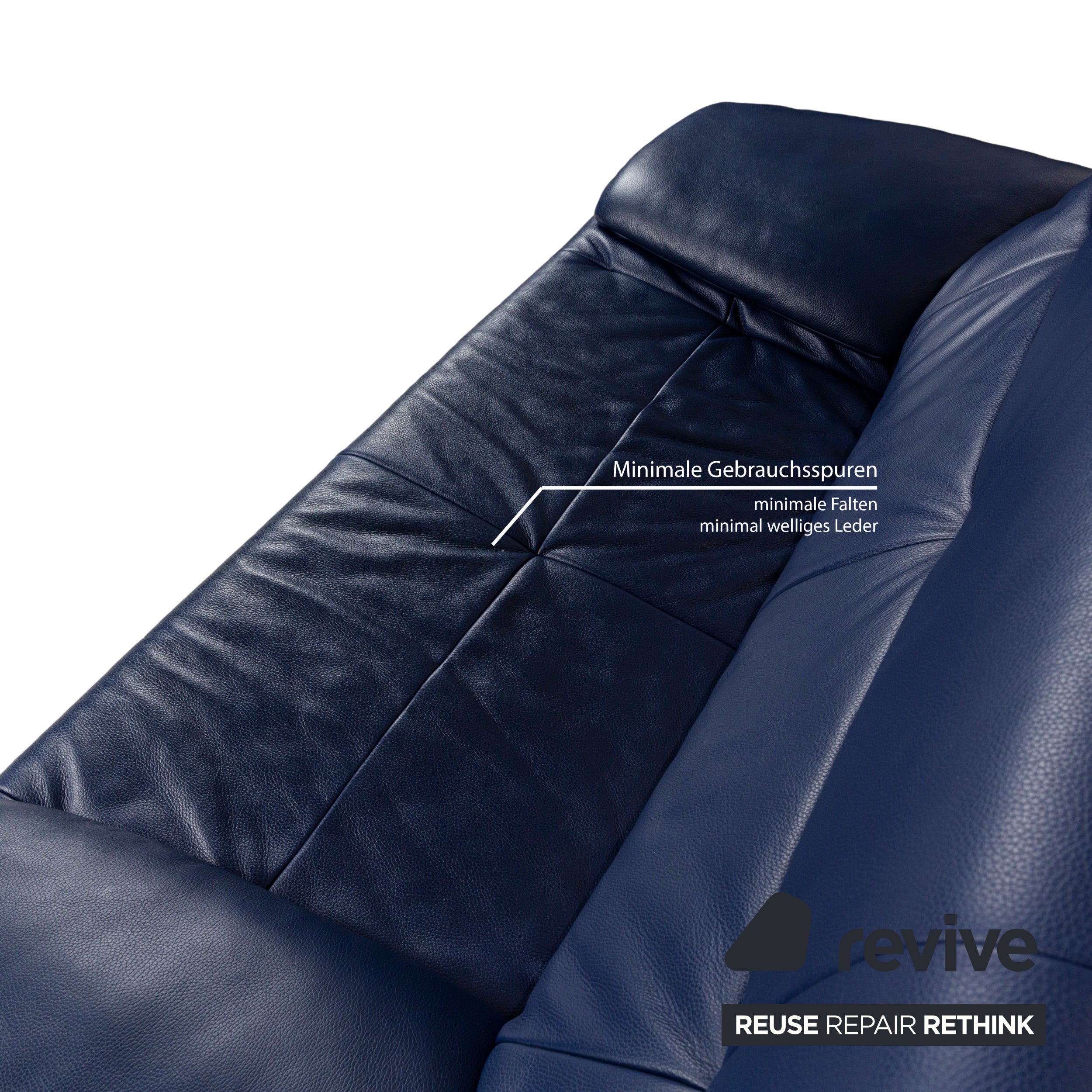 Rolf Benz BMP 418 Leather Two-Seater Blue Sofa Couch