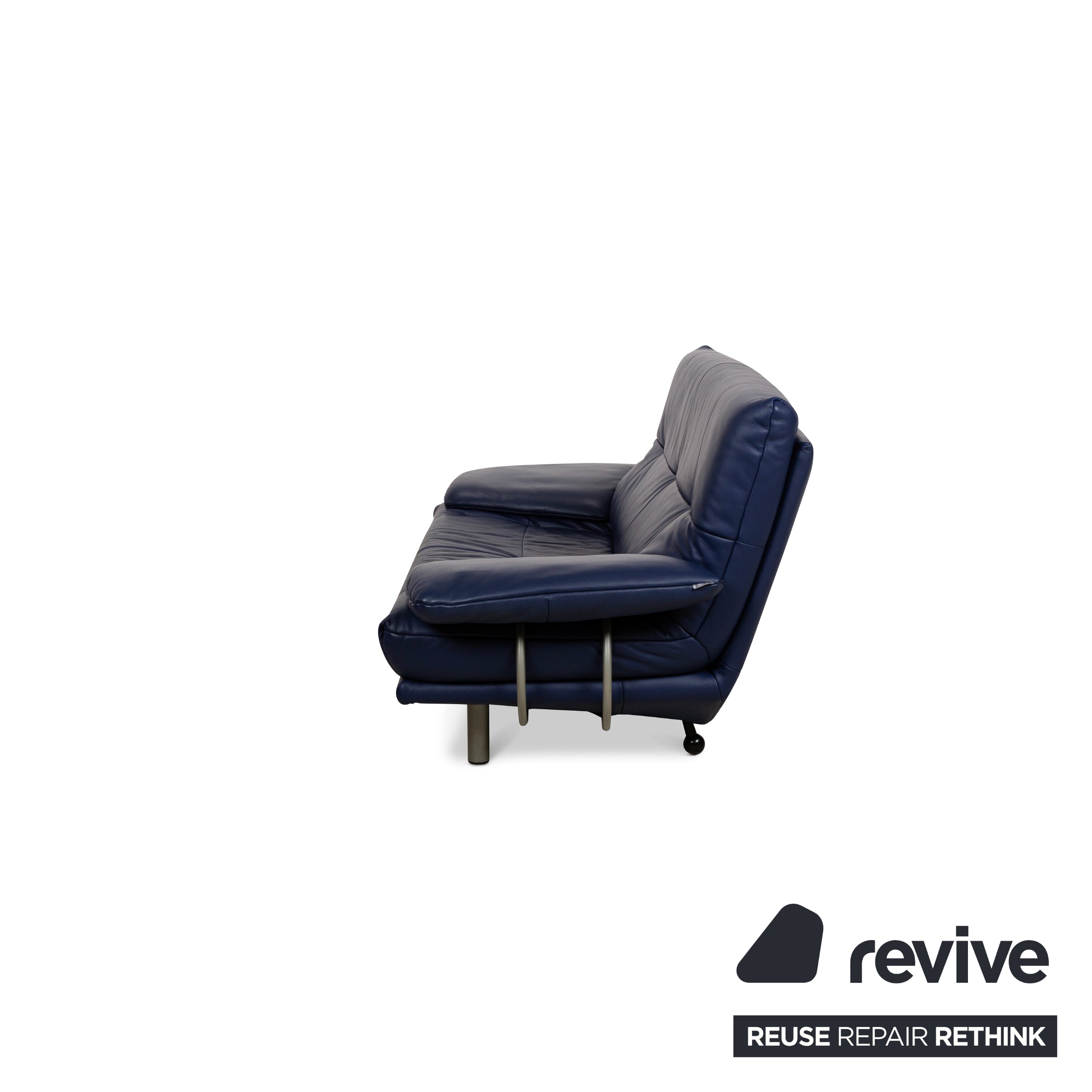 Rolf Benz BMP 418 Leather Two-Seater Blue Sofa Couch