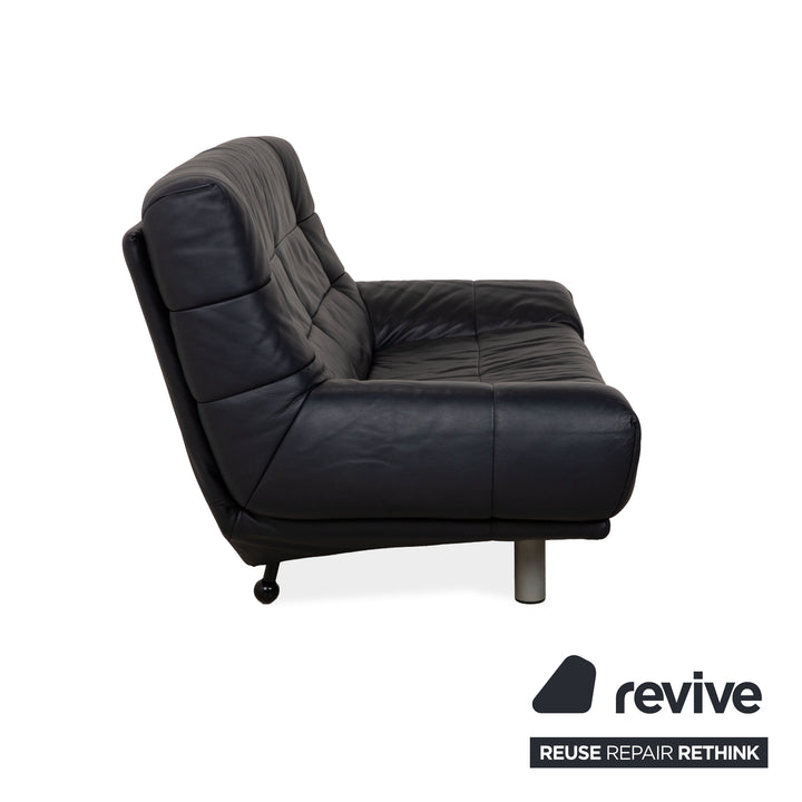 Canapé deux places en cuir bleu foncé Rolf Benz BMP 418