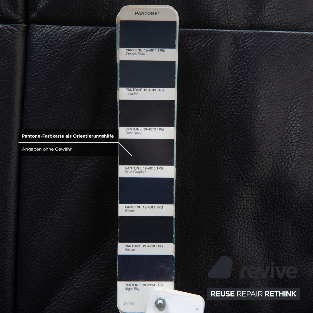 Canapé deux places en cuir bleu foncé Rolf Benz BMP 418