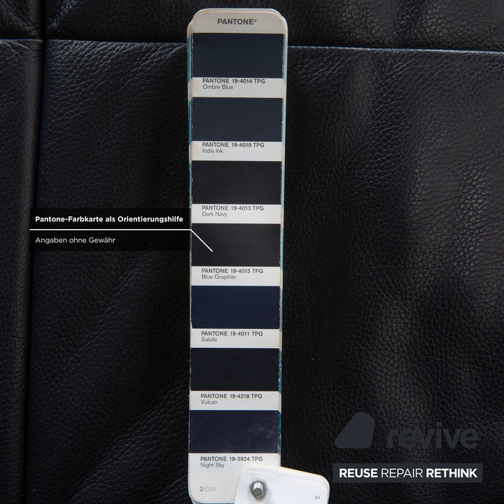 Canapé deux places en cuir bleu foncé Rolf Benz BMP 418