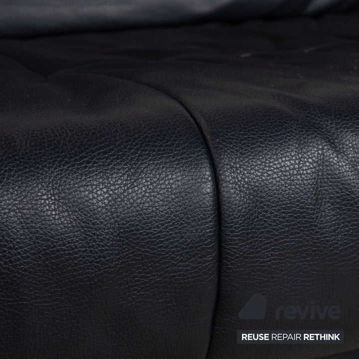 Canapé deux places en cuir bleu foncé Rolf Benz BMP 418