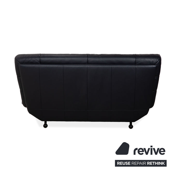 Canapé deux places en cuir bleu foncé Rolf Benz BMP 418