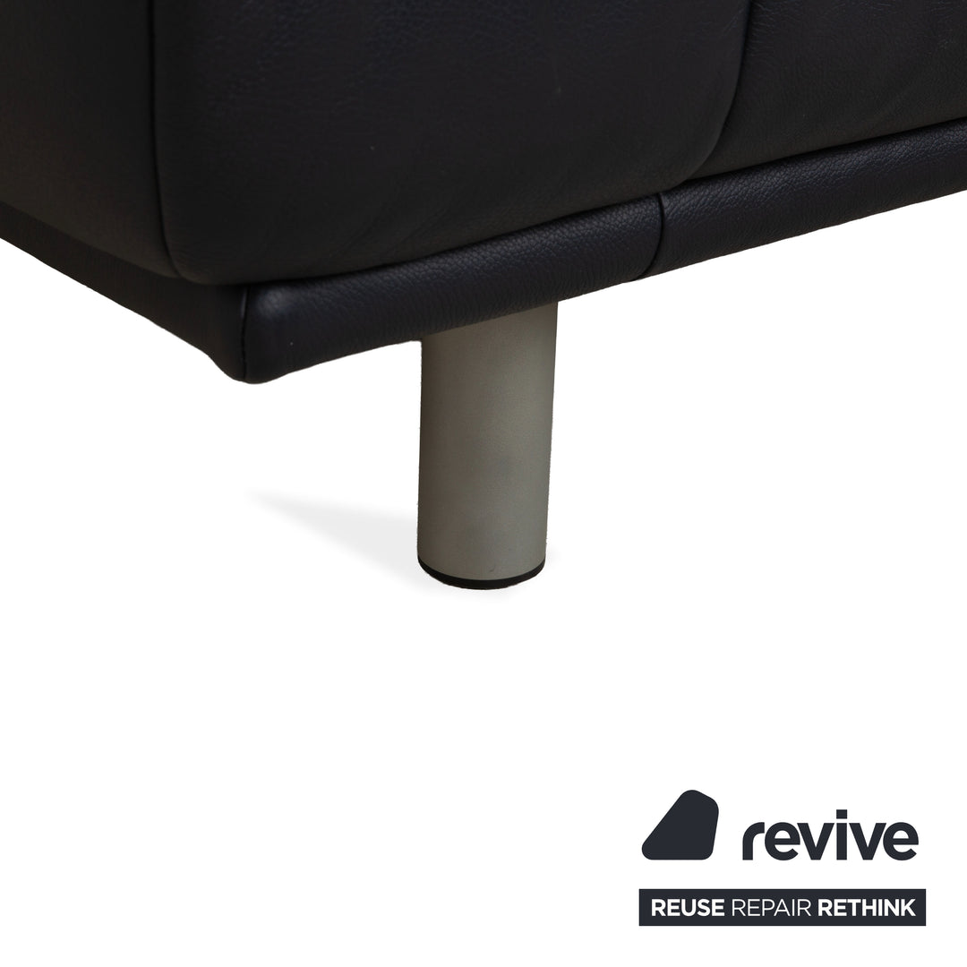 Canapé deux places en cuir bleu foncé Rolf Benz BMP 418