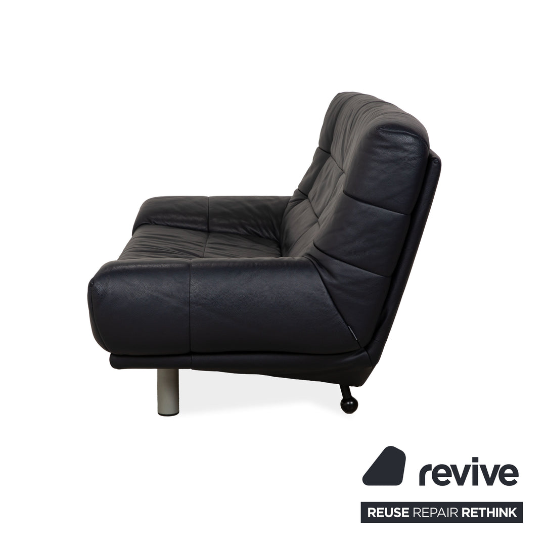 Canapé deux places en cuir bleu foncé Rolf Benz BMP 418