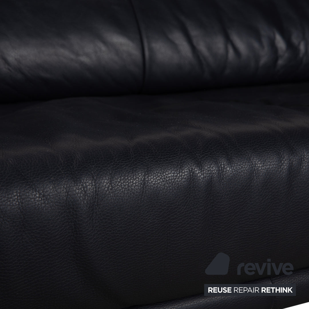 Canapé deux places en cuir bleu foncé Rolf Benz BMP 418