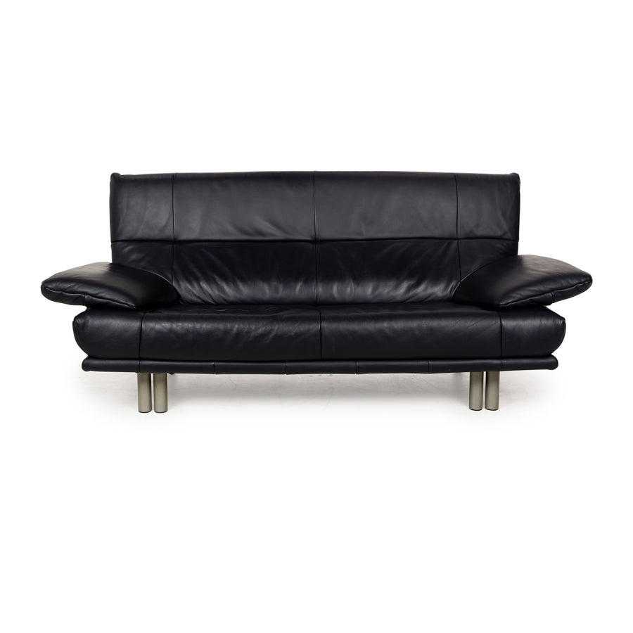 Rolf Benz BMP 418 leather two-seater dark blue sofa couch