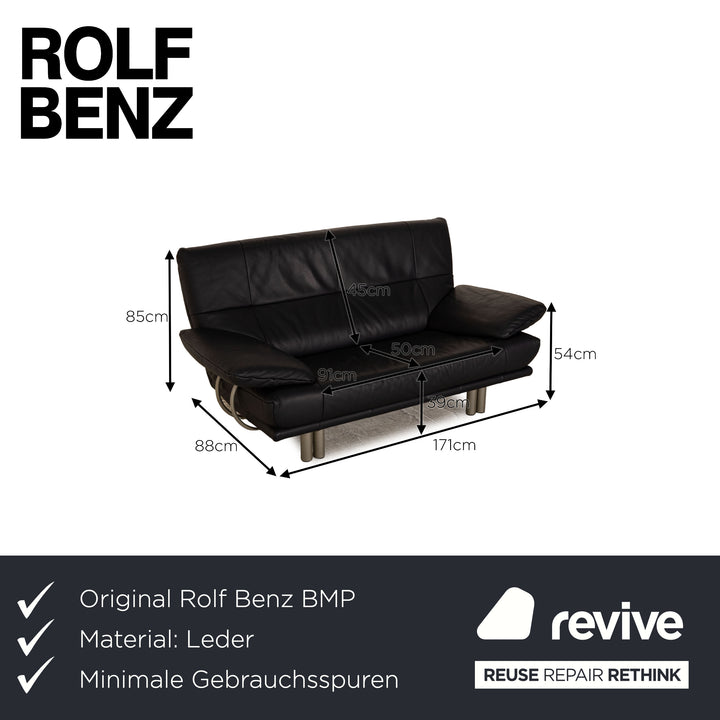 Rolf Benz BMP 418 Leder Zweisitzer Blau Dunkelblau Sofa Couch