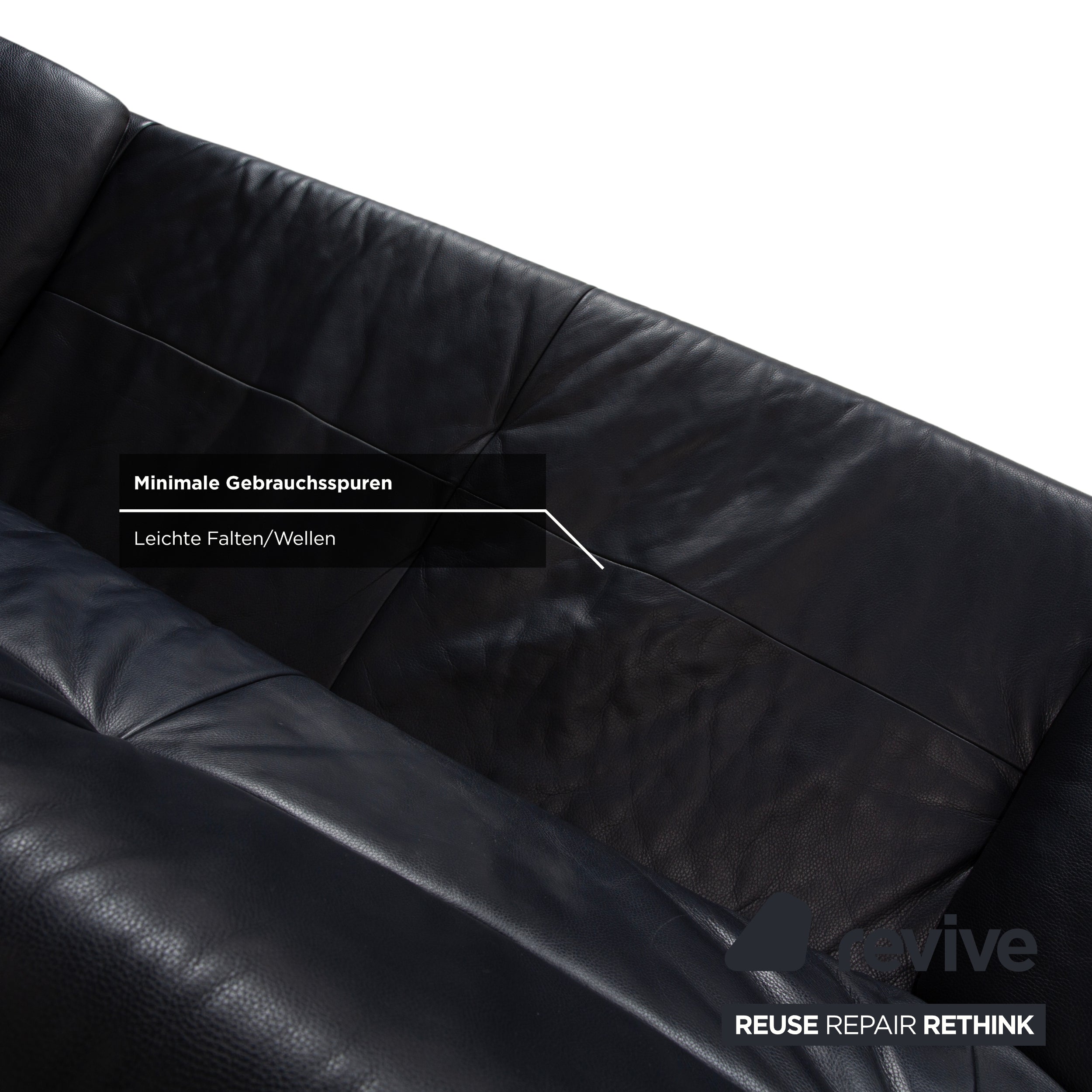 Rolf Benz BMP 418 Leder Zweisitzer Dunkelblau Sofa Couch