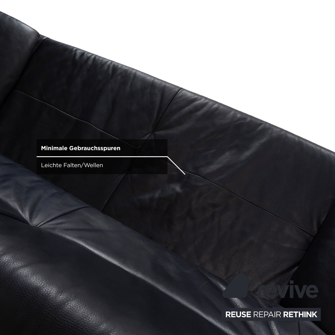 Canapé deux places en cuir bleu foncé Rolf Benz BMP 418