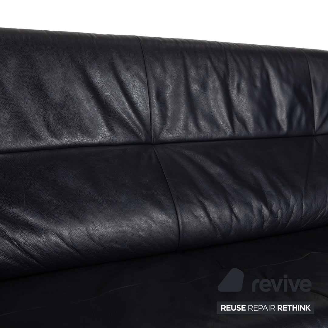 Canapé deux places en cuir bleu foncé Rolf Benz BMP 418