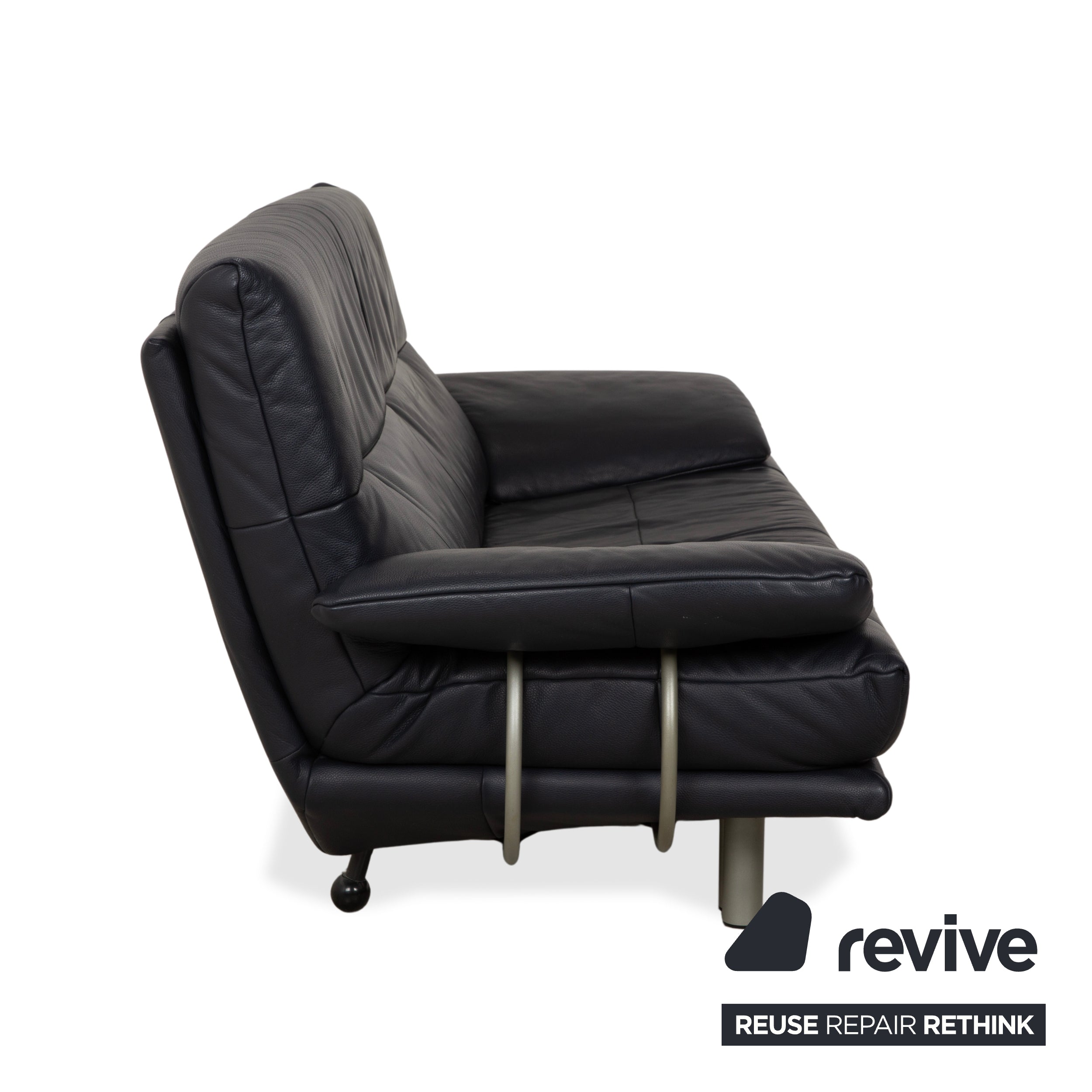 Rolf Benz BMP 418 Leder Zweisitzer Dunkelblau Sofa Couch