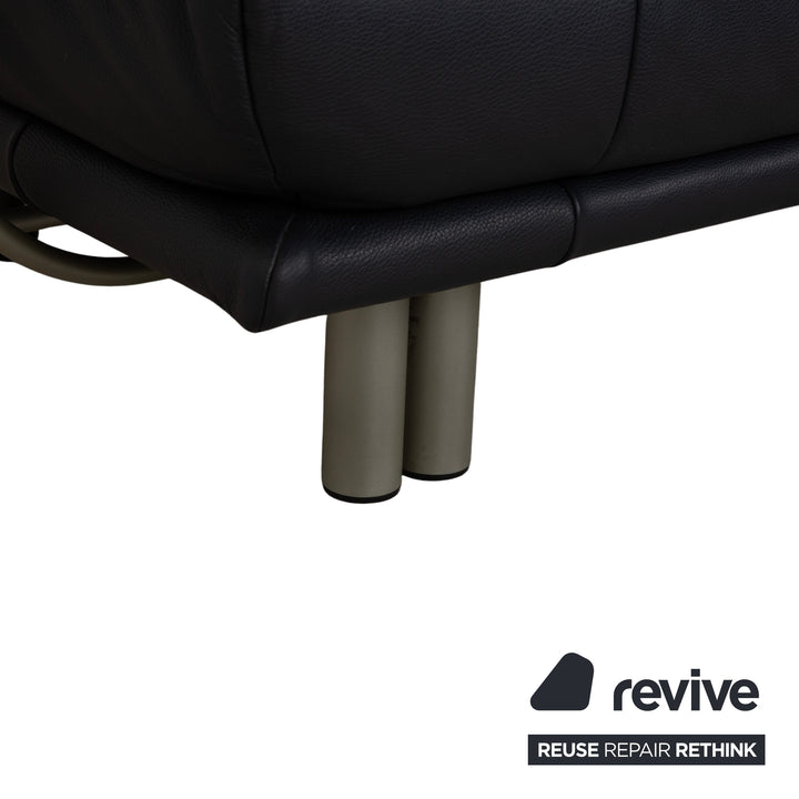 Canapé deux places en cuir bleu foncé Rolf Benz BMP 418