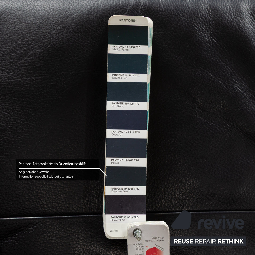 Rolf Benz BMP 418 leather two-seater dark blue sofa couch