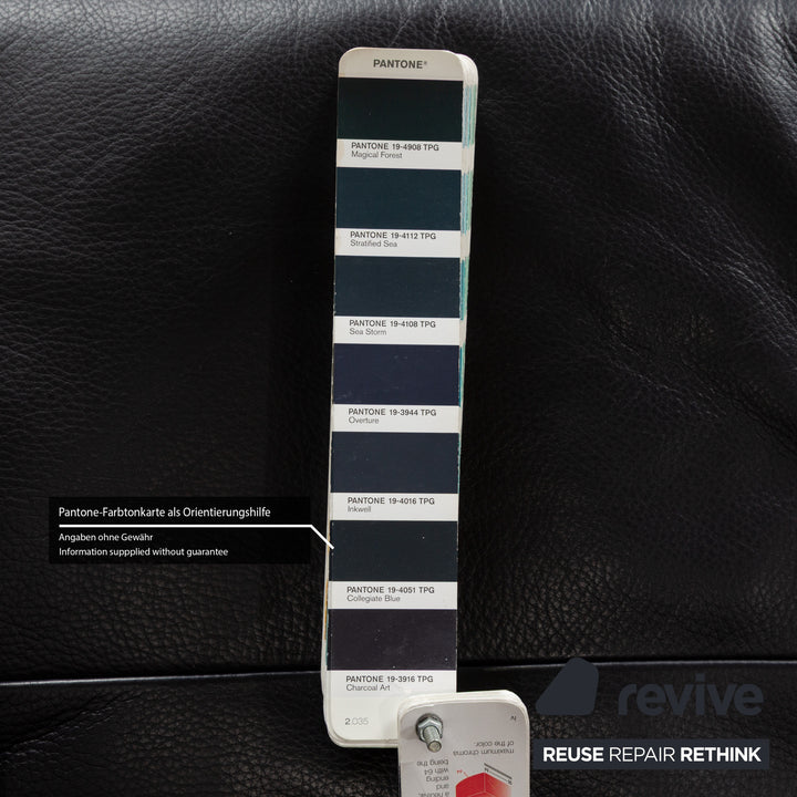 Rolf Benz BMP 418 leather two-seater dark blue sofa couch