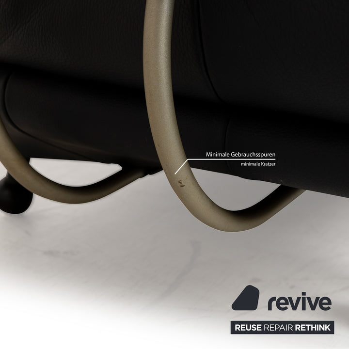 Rolf Benz BMP 418 leather two-seater dark blue sofa couch