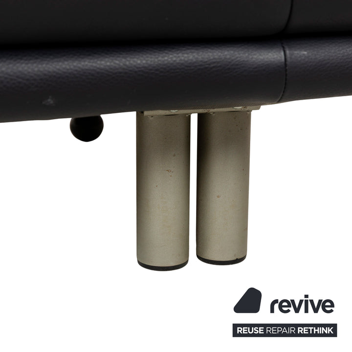 Rolf Benz BMP 418 leather two-seater dark blue sofa couch